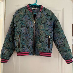 Charlotte Russe Leaf Print Bomber Jacket